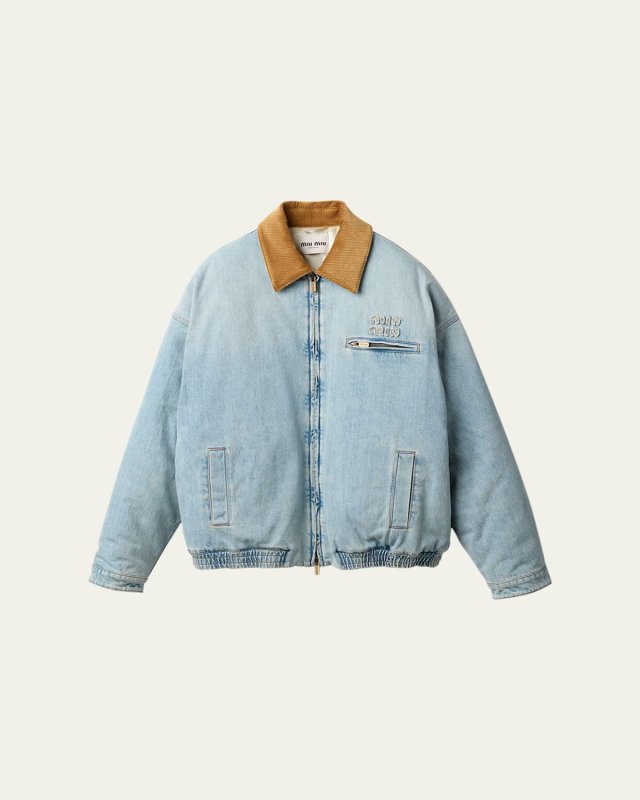 Denim Jacket with Velvet Collar